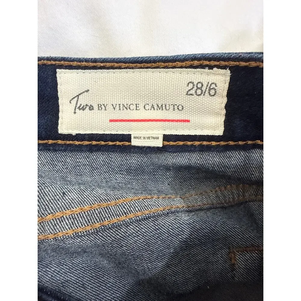 Two by Vince Camuto Dark Wash Straight Jeans 28 Mid Rise Stretch NWOT